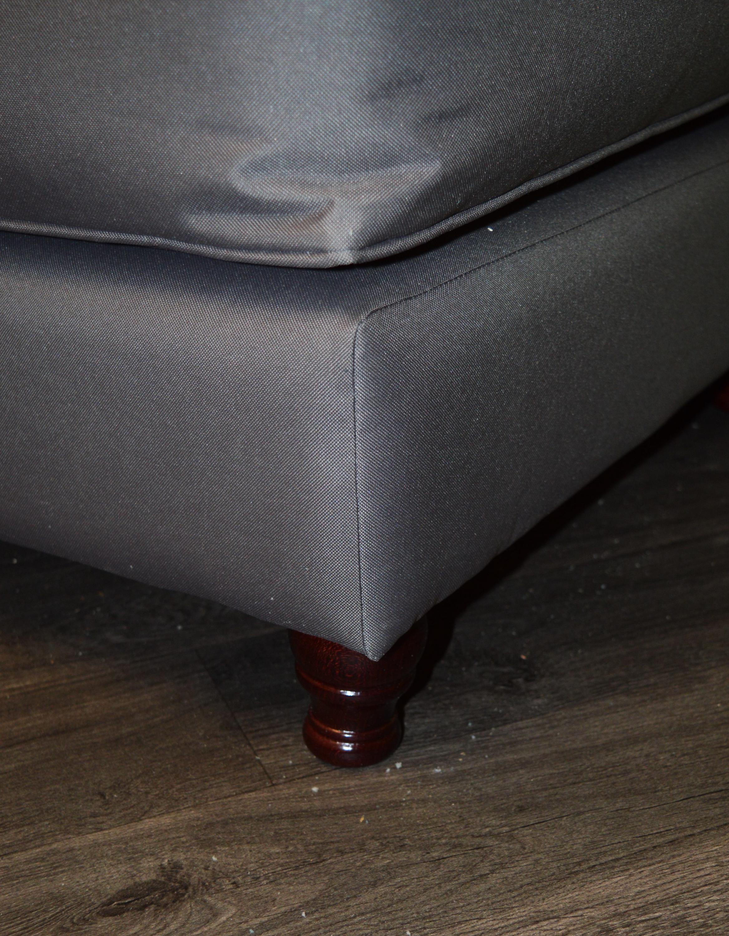 Stylish Chair For Indoor And OutDoor Use in Grey Water Resistant Fabric With Mahogany Wood Legs