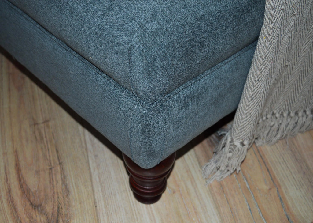 Large Flat Top Footstool with Piping Detail | Handmade