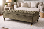 Super Size Handcrafted Eco Velvet Storage Chesterfield Footstool