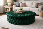 Circle Drum Chesterfield Footstool in Eco Velvet