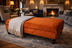 Flat Top Footstool with Piping Trim