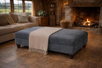 Large Flat Top Footstool with Piping Detail | Handmade