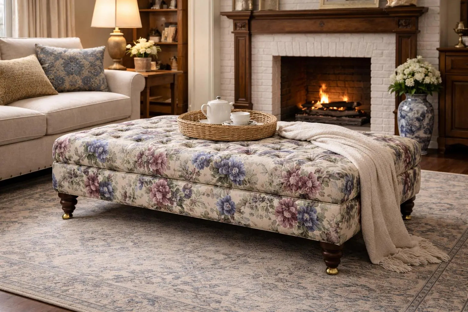 Super Size Handcrafted Chesterfield Footstool & Coffee Table