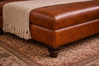 Large Flat Top Faux Leather Footstool with Piping | Handmade