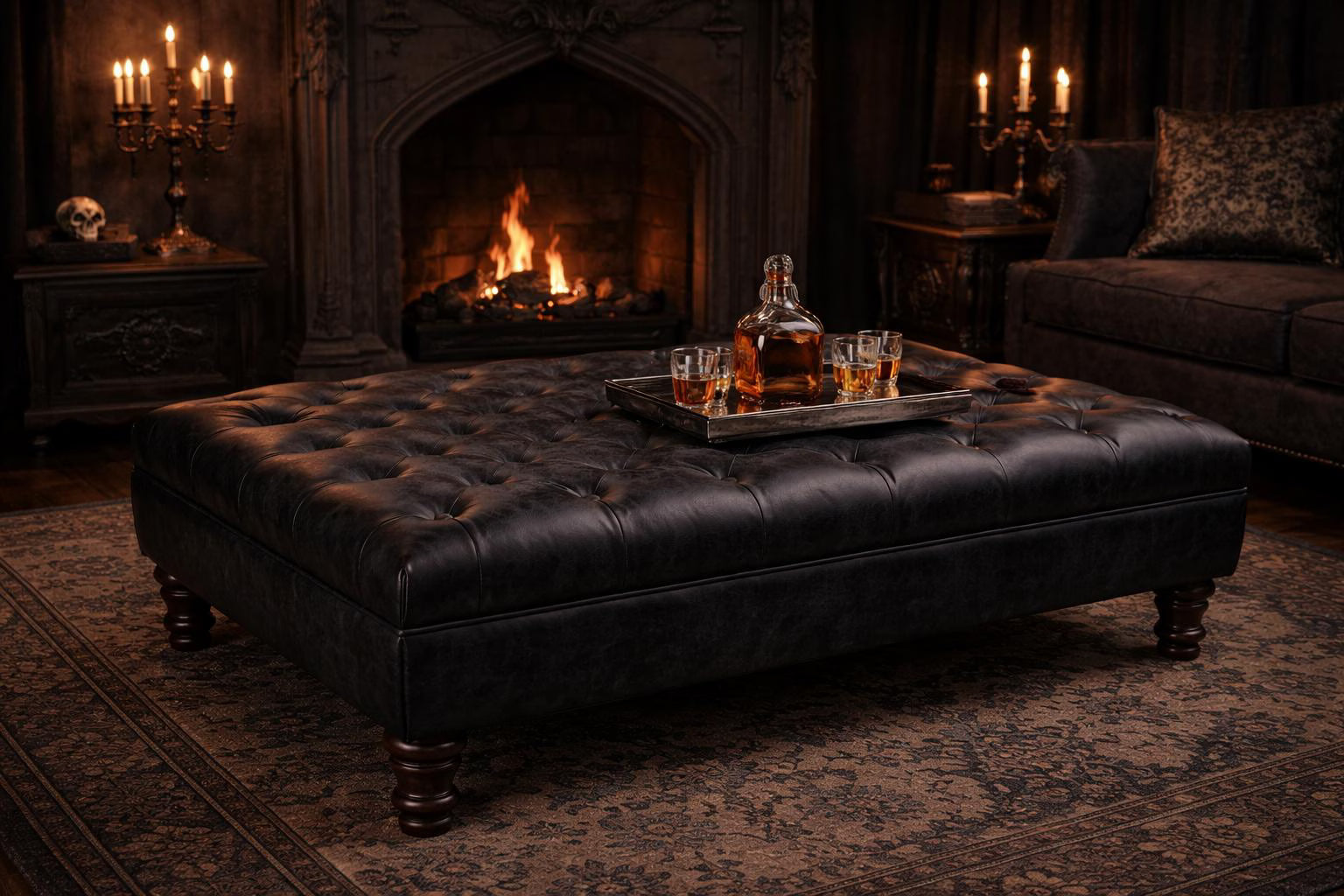 Chesterfield Faux Suede Footstool | Handmade Ottoman & Coffee Table