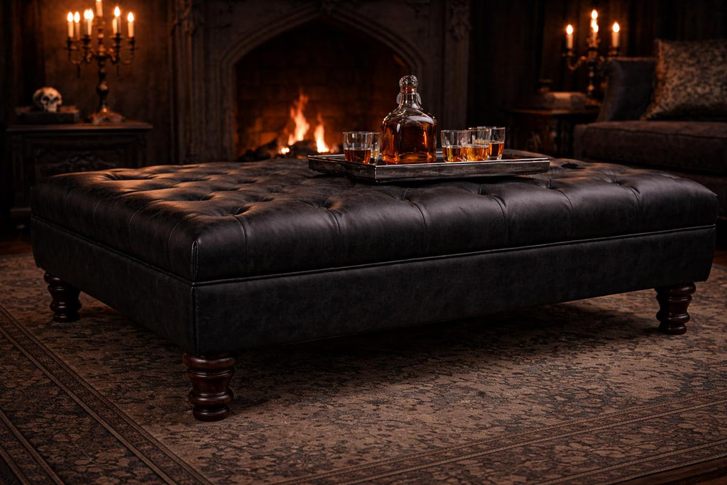Chesterfield Faux Suede Footstool | Handmade Ottoman & Coffee Table