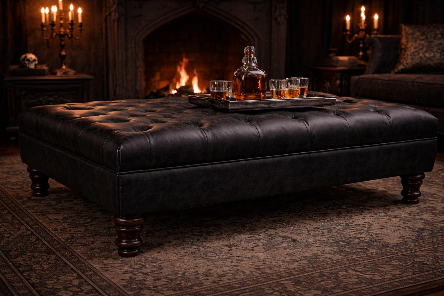 Chesterfield Faux Suede Footstool | Handmade Ottoman & Coffee Table