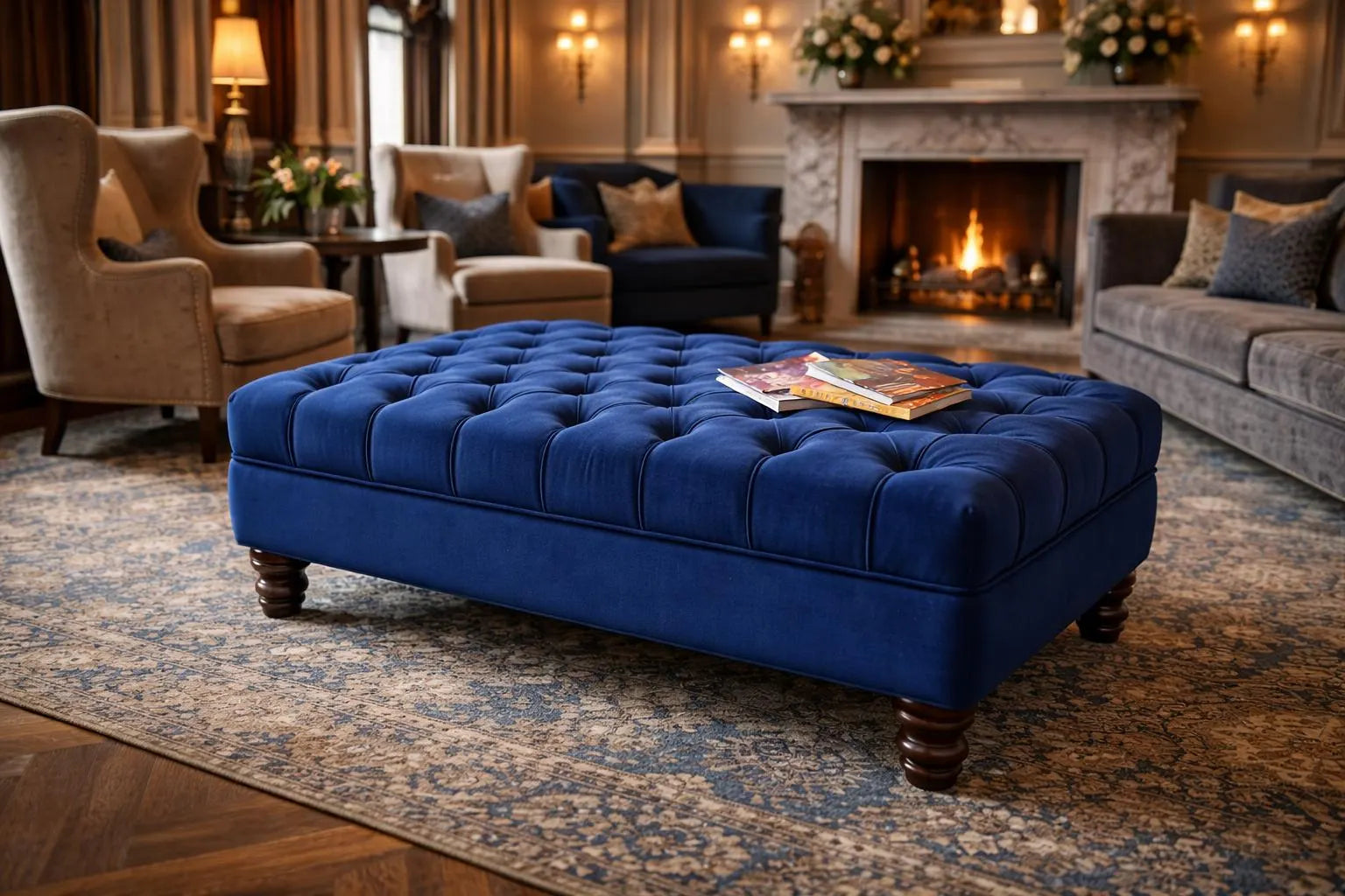 Chesterfield Deep Buttoned Footstool | Handmade