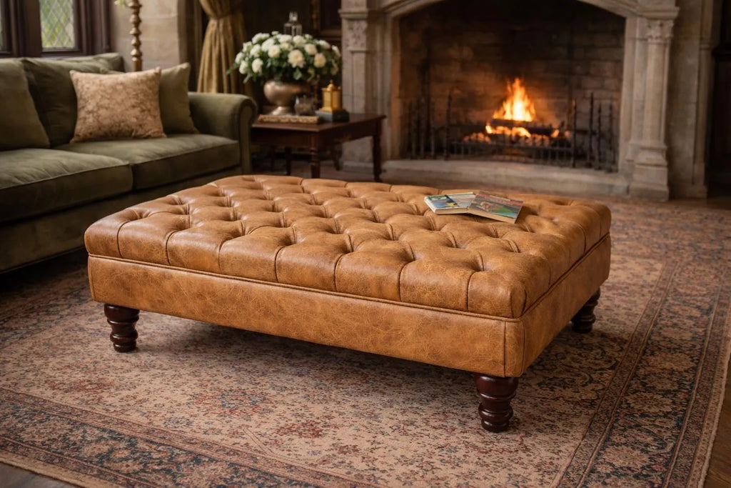 Chesterfield Deep Buttoned Footstool | Handmade Ottoman & Coffee Table