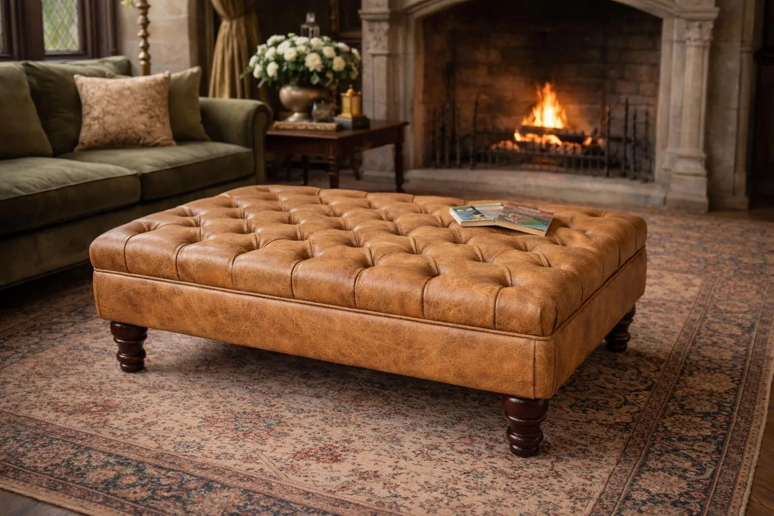Chesterfield Deep Buttoned Footstool | Handmade Ottoman & Coffee Table