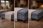 Large Flat Top Footstool with Piping Detail | Handmade