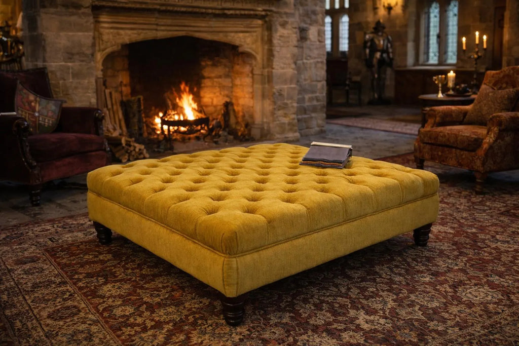 Chesterfield Square Deep Buttoned Footstool | Handmade
