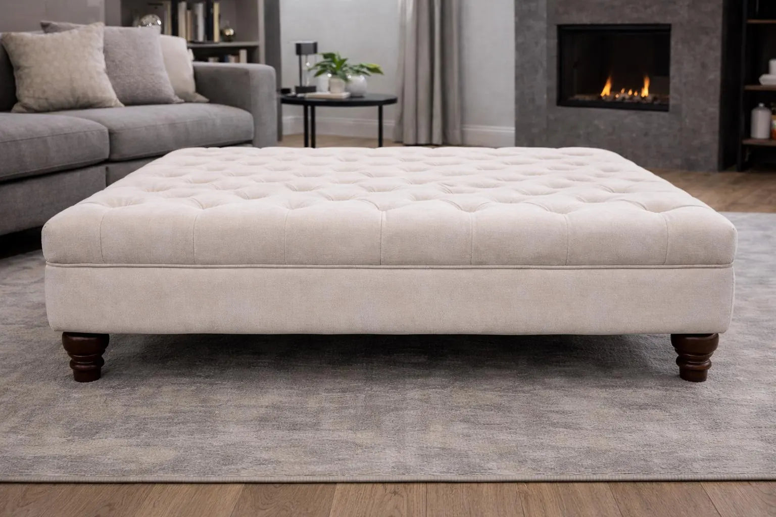 Large Chesterfield Eco Velvet Footstool | Handmade Ottoman & Coffee Table