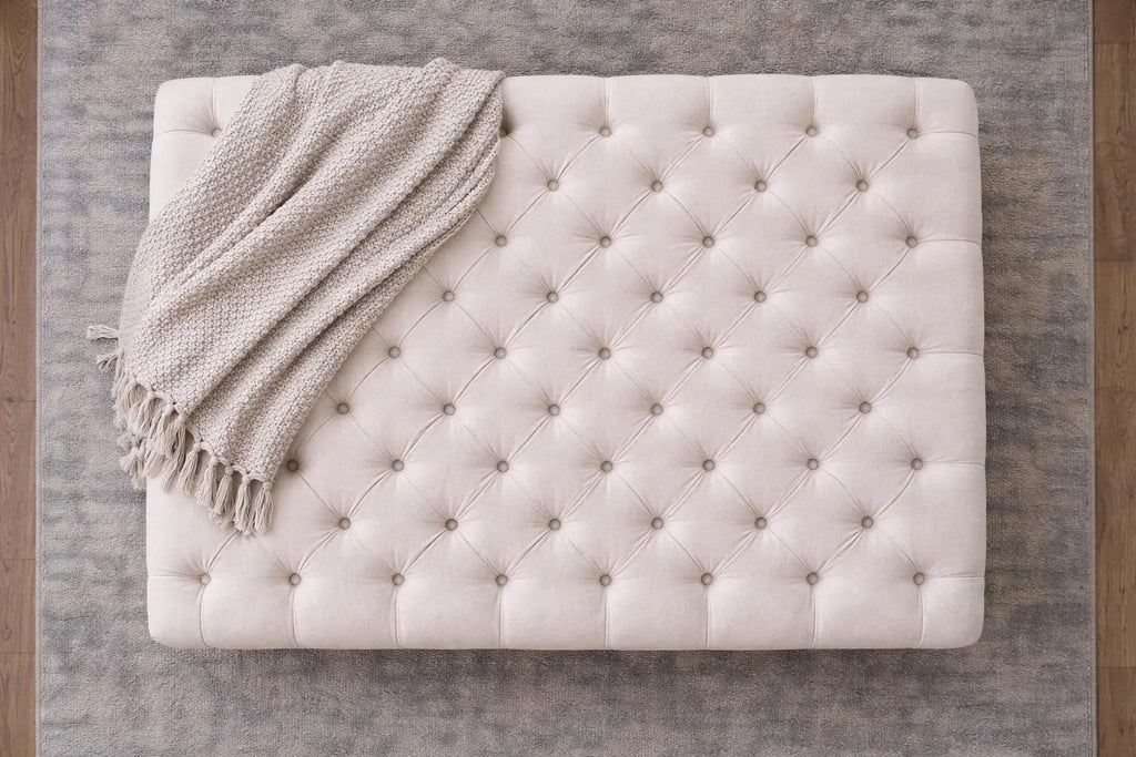 Large Chesterfield Eco Velvet Footstool | Handmade Ottoman & Coffee Table