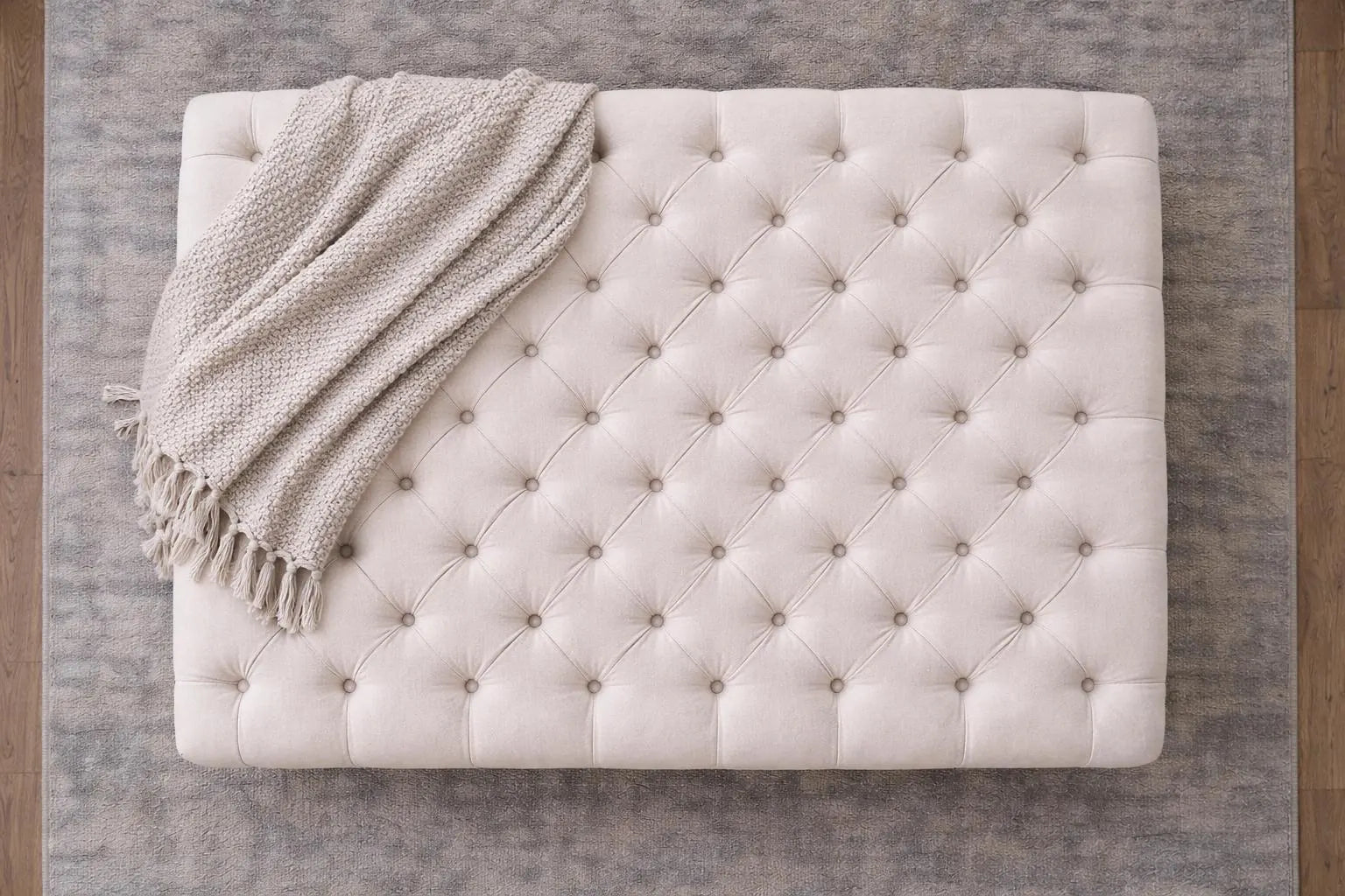 Large Chesterfield Eco Velvet Footstool | Handmade Ottoman & Coffee Table