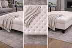 Large Chesterfield Eco Velvet Footstool | Handmade Ottoman & Coffee Table