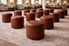 Circular Drum Footstool | Handmade Premium Faux Leather