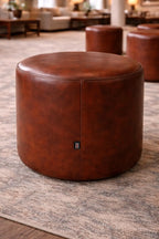 Circular Drum Footstool | Handmade Premium Faux Leather