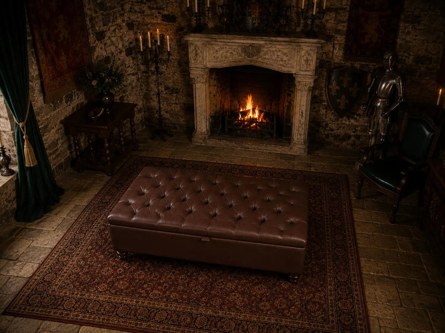 Chesterfield Storage Footstool | Handmade Ottoman & Coffee Table