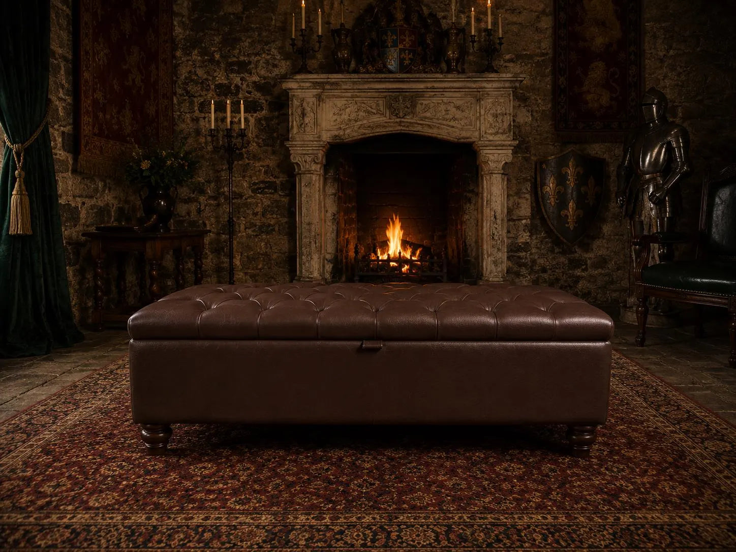 Chesterfield Storage Footstool | Handmade Ottoman & Coffee Table